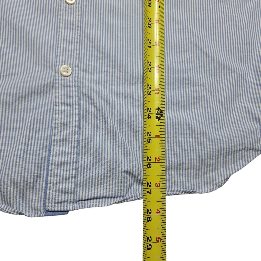 Father Sons Shirt Mens Small Blue White Striped Short Sleeve Button Up Logo - Picture 5 of 12